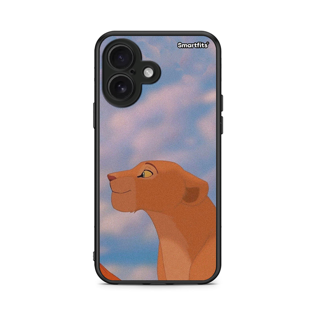 iPhone 16 Lion Love 2 Θήκη Αγίου Βαλεντίνου από τη Smartfits με σχέδιο στο πίσω μέρος και μαύρο περίβλημα | Smartphone case with colorful back and black bezels by Smartfits