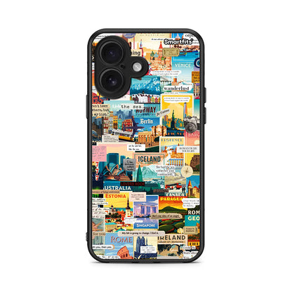 iPhone 16 Live To Travel θήκη από τη Smartfits με σχέδιο στο πίσω μέρος και μαύρο περίβλημα | Smartphone case with colorful back and black bezels by Smartfits