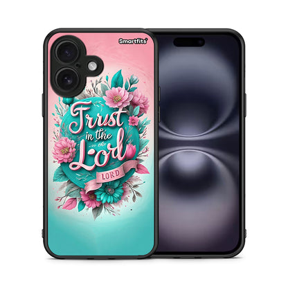 Θήκη iPhone 16 Lord Trust από τη Smartfits με σχέδιο στο πίσω μέρος και μαύρο περίβλημα | iPhone 16 Lord Trust case with colorful back and black bezels