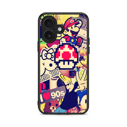 iPhone 16 Love The 90s θήκη από τη Smartfits με σχέδιο στο πίσω μέρος και μαύρο περίβλημα | Smartphone case with colorful back and black bezels by Smartfits