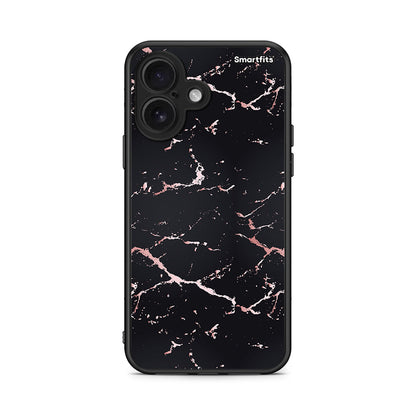 4 - iPhone 16 Black Rosegold Marble case, cover, bumper
