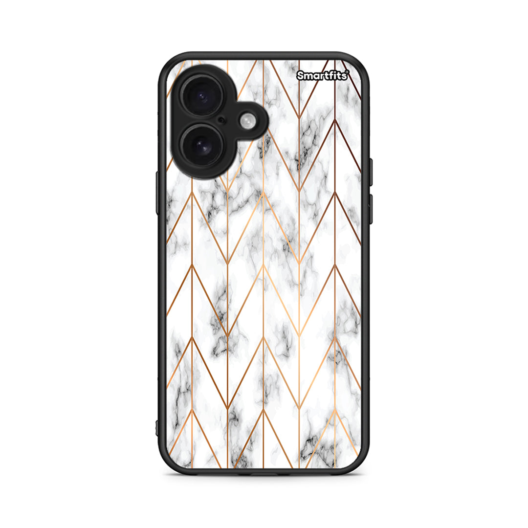 44 - iPhone 16 Gold Geometric Marble case, cover, bumper