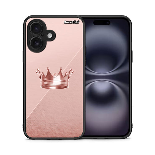 Θήκη iPhone 16 Crown Minimal από τη Smartfits με σχέδιο στο πίσω μέρος και μαύρο περίβλημα | iPhone 16 Crown Minimal case with colorful back and black bezels