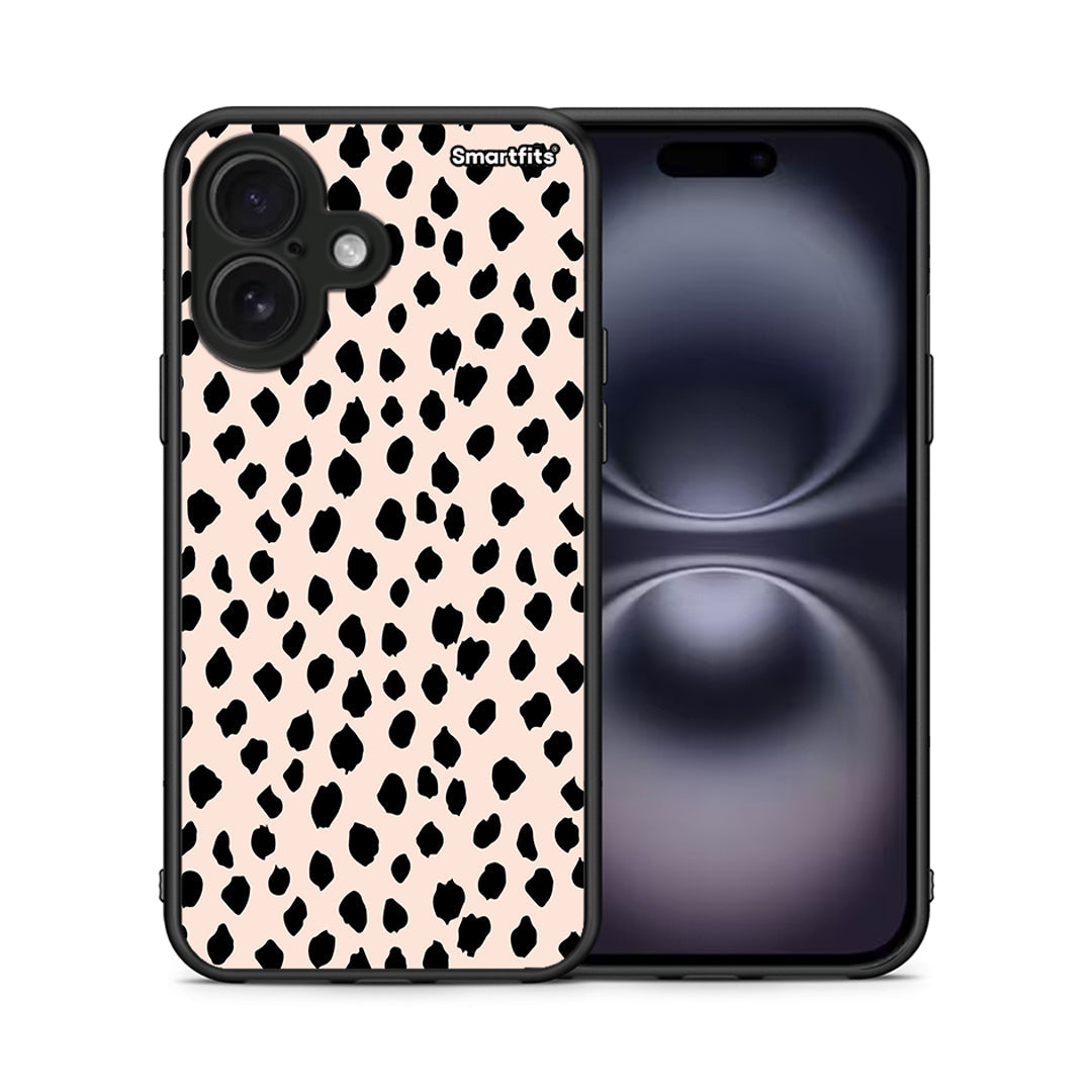 Θήκη iPhone 16 New Polka Dots από τη Smartfits με σχέδιο στο πίσω μέρος και μαύρο περίβλημα | iPhone 16 New Polka Dots case with colorful back and black bezels