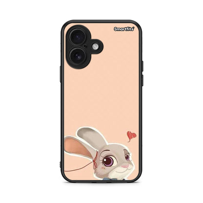 iPhone 16 Nick Wilde And Judy Hopps Love 2 θήκη από τη Smartfits με σχέδιο στο πίσω μέρος και μαύρο περίβλημα | Smartphone case with colorful back and black bezels by Smartfits