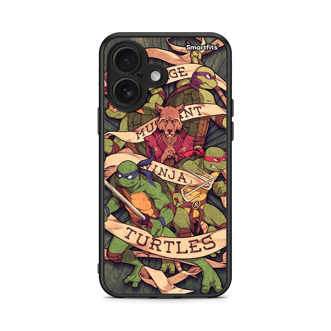 iPhone 16 Ninja Turtles θήκη από τη Smartfits με σχέδιο στο πίσω μέρος και μαύρο περίβλημα | Smartphone case with colorful back and black bezels by Smartfits
