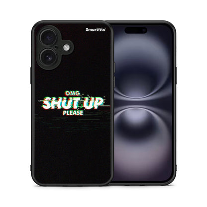 Θήκη iPhone 16 OMG ShutUp από τη Smartfits με σχέδιο στο πίσω μέρος και μαύρο περίβλημα | iPhone 16 OMG ShutUp case with colorful back and black bezels