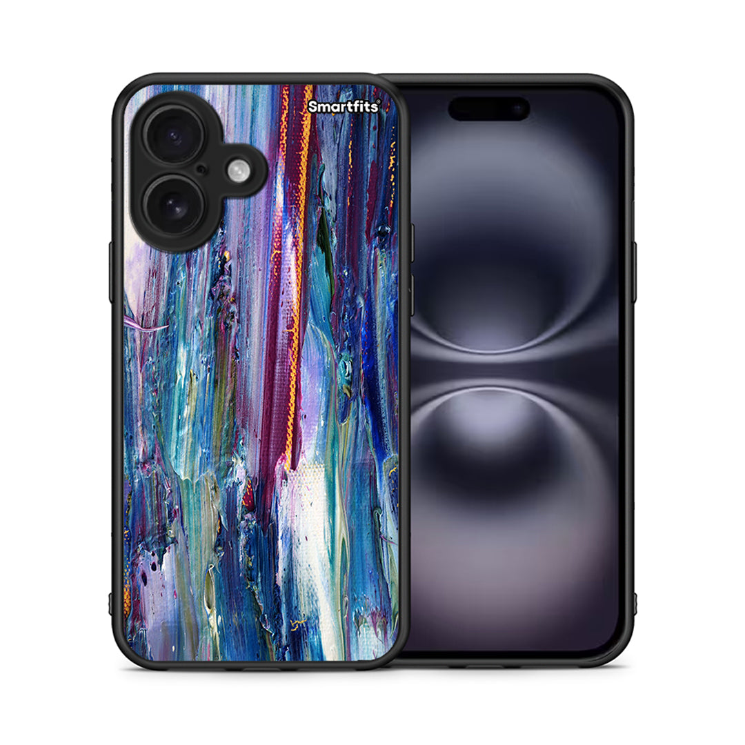Θήκη iPhone 16 Winter Paint από τη Smartfits με σχέδιο στο πίσω μέρος και μαύρο περίβλημα | iPhone 16 Winter Paint case with colorful back and black bezels