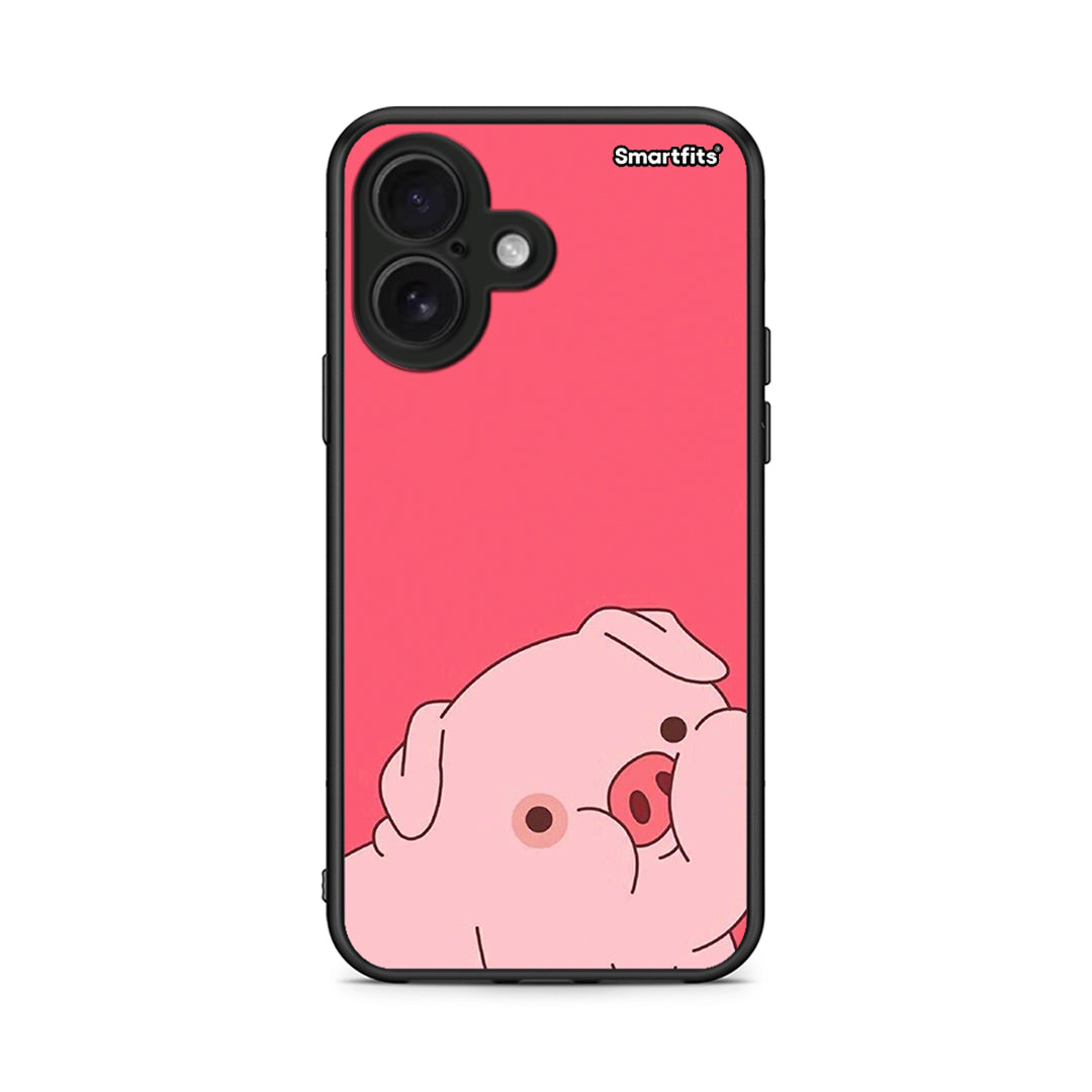 iPhone 16 Pig Love 1 Θήκη Αγίου Βαλεντίνου από τη Smartfits με σχέδιο στο πίσω μέρος και μαύρο περίβλημα | Smartphone case with colorful back and black bezels by Smartfits