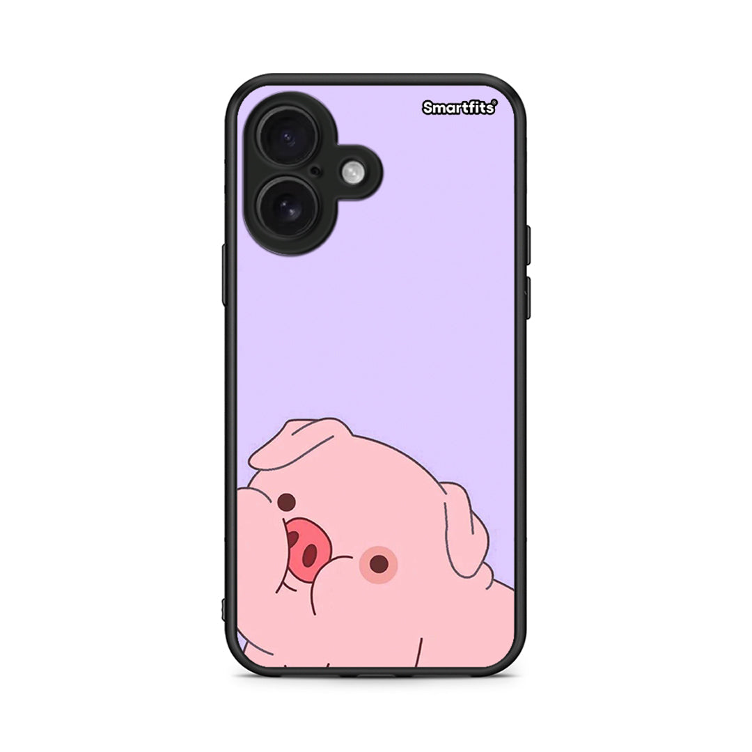 iPhone 16 Pig Love 2 Θήκη Αγίου Βαλεντίνου από τη Smartfits με σχέδιο στο πίσω μέρος και μαύρο περίβλημα | Smartphone case with colorful back and black bezels by Smartfits