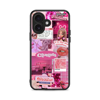 iPhone 16 Pink Love Θήκη Αγίου Βαλεντίνου από τη Smartfits με σχέδιο στο πίσω μέρος και μαύρο περίβλημα | Smartphone case with colorful back and black bezels by Smartfits