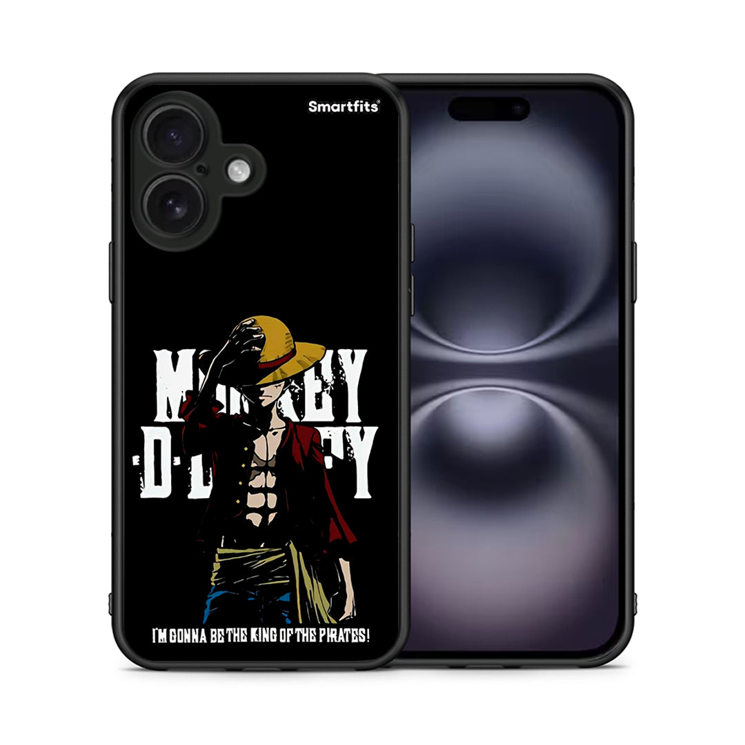 Θήκη iPhone 16 Pirate King από τη Smartfits με σχέδιο στο πίσω μέρος και μαύρο περίβλημα | iPhone 16 Pirate King case with colorful back and black bezels