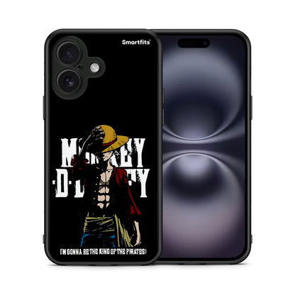 Θήκη iPhone 16 Pirate King από τη Smartfits με σχέδιο στο πίσω μέρος και μαύρο περίβλημα | iPhone 16 Pirate King case with colorful back and black bezels