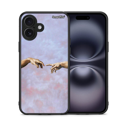 Θήκη iPhone 16 Plus Adam Hand από τη Smartfits με σχέδιο στο πίσω μέρος και μαύρο περίβλημα | iPhone 16 Plus Adam Hand case with colorful back and black bezels