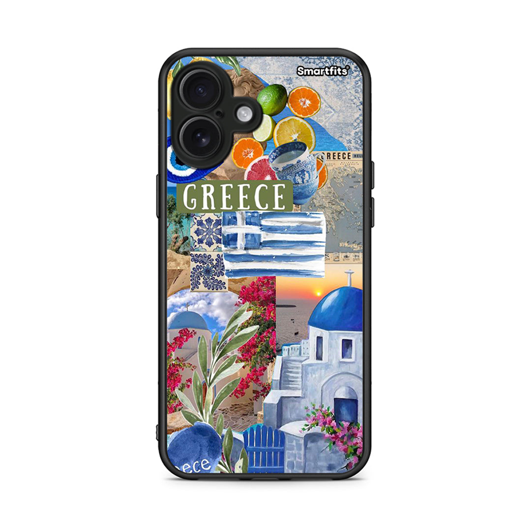 iPhone 16 Plus All Greek Θήκη από τη Smartfits με σχέδιο στο πίσω μέρος και μαύρο περίβλημα | Smartphone case with colorful back and black bezels by Smartfits