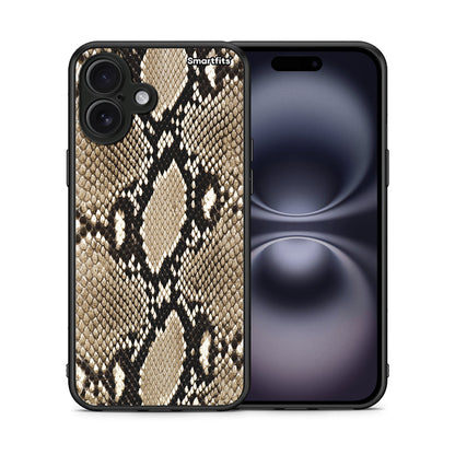 Θήκη iPhone 16 Plus Fashion Snake Animal από τη Smartfits με σχέδιο στο πίσω μέρος και μαύρο περίβλημα | iPhone 16 Plus Fashion Snake Animal case with colorful back and black bezels