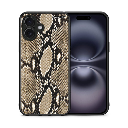 Θήκη iPhone 16 Plus Fashion Snake Animal από τη Smartfits με σχέδιο στο πίσω μέρος και μαύρο περίβλημα | iPhone 16 Plus Fashion Snake Animal case with colorful back and black bezels