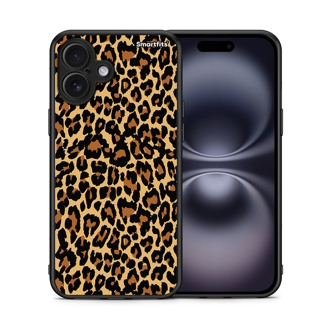 Θήκη iPhone 16 Plus Leopard Animal από τη Smartfits με σχέδιο στο πίσω μέρος και μαύρο περίβλημα | iPhone 16 Plus Leopard Animal case with colorful back and black bezels