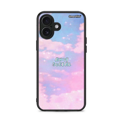 iPhone 16 Plus Anti Social Θήκη Αγίου Βαλεντίνου από τη Smartfits με σχέδιο στο πίσω μέρος και μαύρο περίβλημα | Smartphone case with colorful back and black bezels by Smartfits