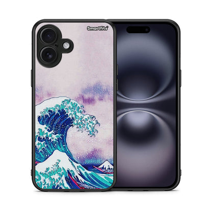 Θήκη iPhone 16 Plus Blue Waves από τη Smartfits με σχέδιο στο πίσω μέρος και μαύρο περίβλημα | iPhone 16 Plus Blue Waves case with colorful back and black bezels