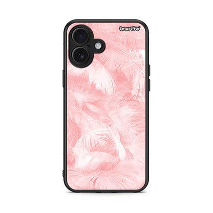 33 - iPhone 16 Plus Pink Feather Boho case, cover, bumper