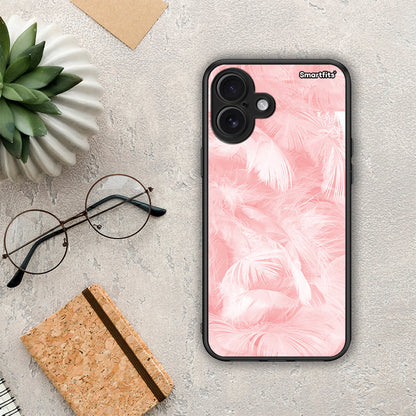 Boho Pink Feather - iPhone 16 Plus θήκη