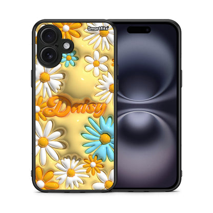 Θήκη iPhone 16 Plus Bubble Daisies από τη Smartfits με σχέδιο στο πίσω μέρος και μαύρο περίβλημα | iPhone 16 Plus Bubble Daisies case with colorful back and black bezels