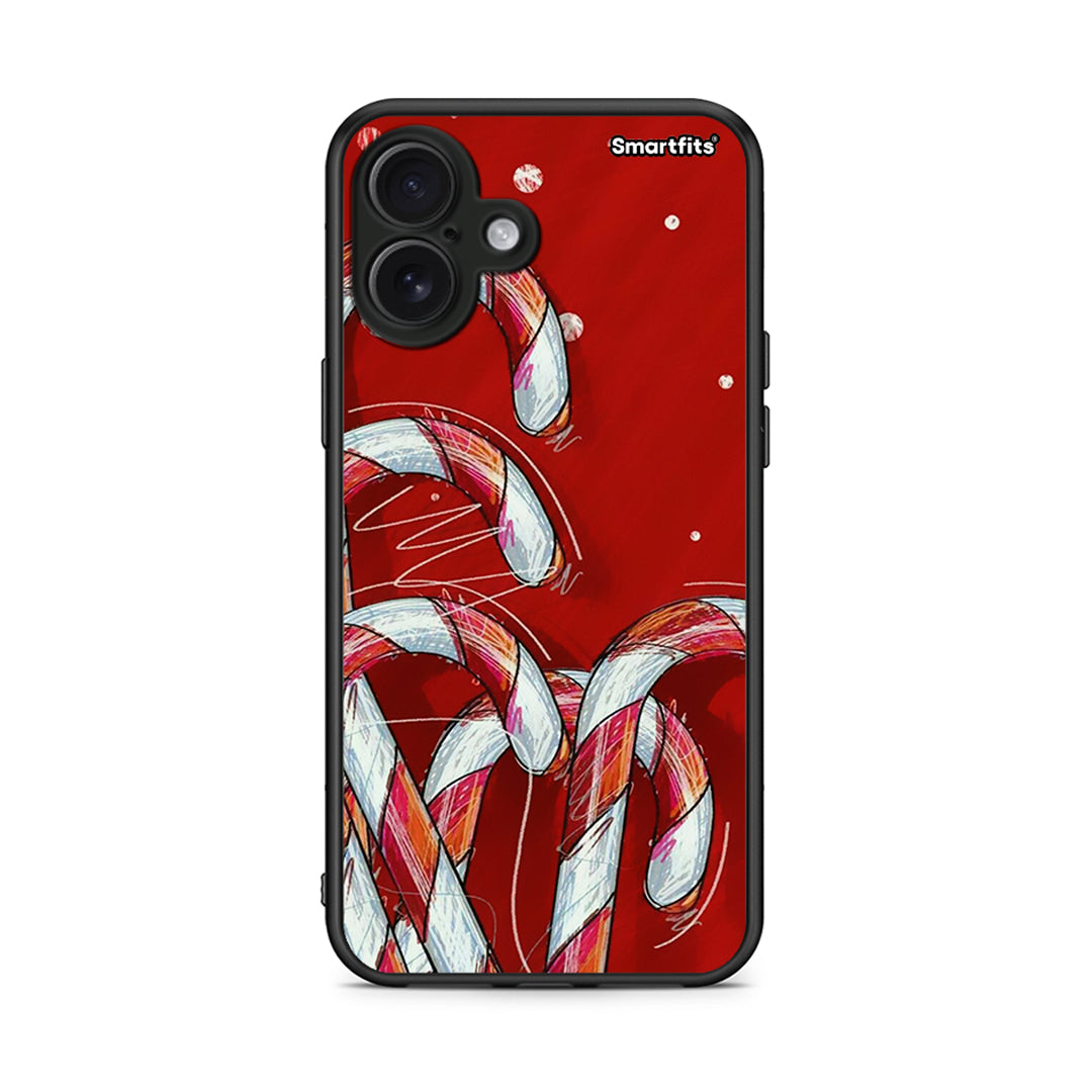 iPhone 16 Plus Candy Cane θήκη από τη Smartfits με σχέδιο στο πίσω μέρος και μαύρο περίβλημα | Smartphone case with colorful back and black bezels by Smartfits