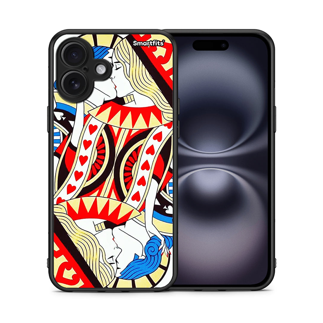 Θήκη iPhone 16 Plus Card Love από τη Smartfits με σχέδιο στο πίσω μέρος και μαύρο περίβλημα | iPhone 16 Plus Card Love case with colorful back and black bezels