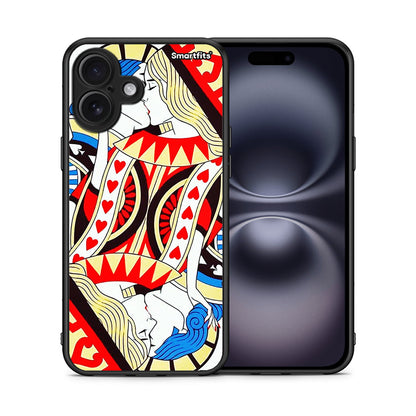 Θήκη iPhone 16 Plus Card Love από τη Smartfits με σχέδιο στο πίσω μέρος και μαύρο περίβλημα | iPhone 16 Plus Card Love case with colorful back and black bezels