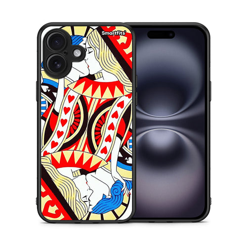 Θήκη iPhone 16 Plus Card Love από τη Smartfits με σχέδιο στο πίσω μέρος και μαύρο περίβλημα | iPhone 16 Plus Card Love case with colorful back and black bezels
