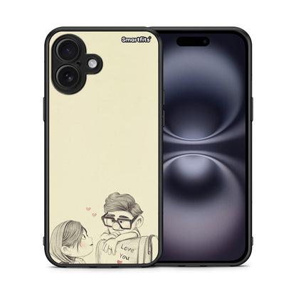 Θήκη iPhone 16 Plus Carl And Ellie από τη Smartfits με σχέδιο στο πίσω μέρος και μαύρο περίβλημα | iPhone 16 Plus Carl And Ellie case with colorful back and black bezels