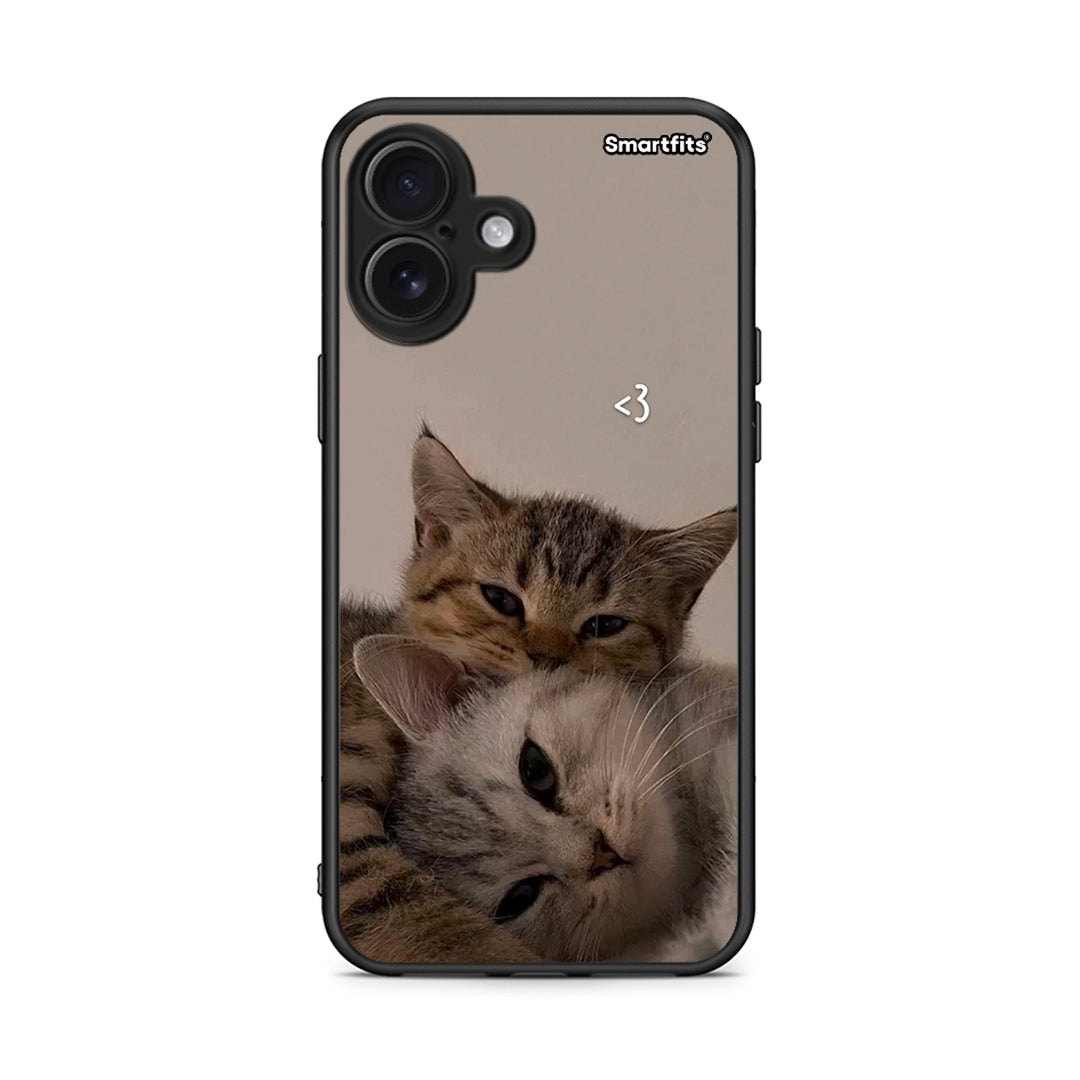 iPhone 16 Plus Cats In Love Θήκη από τη Smartfits με σχέδιο στο πίσω μέρος και μαύρο περίβλημα | Smartphone case with colorful back and black bezels by Smartfits