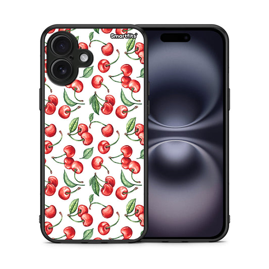 Θήκη iPhone 16 Plus Cherry Summer από τη Smartfits με σχέδιο στο πίσω μέρος και μαύρο περίβλημα | iPhone 16 Plus Cherry Summer case with colorful back and black bezels
