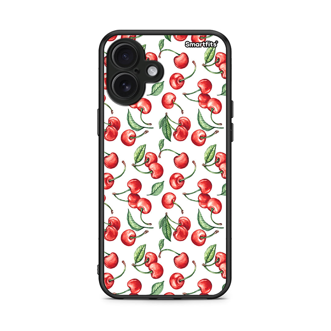 iPhone 16 Plus Cherry Summer θήκη από τη Smartfits με σχέδιο στο πίσω μέρος και μαύρο περίβλημα | Smartphone case with colorful back and black bezels by Smartfits
