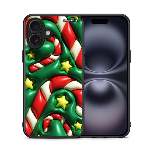 Θήκη iPhone 16 Plus Christmas Bubbles από τη Smartfits με σχέδιο στο πίσω μέρος και μαύρο περίβλημα | iPhone 16 Plus Christmas Bubbles case with colorful back and black bezels