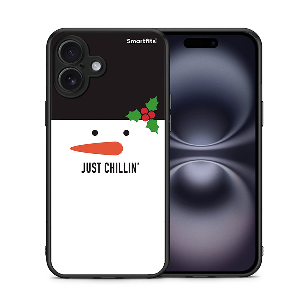 Θήκη iPhone 16 Plus Christmas Chillin από τη Smartfits με σχέδιο στο πίσω μέρος και μαύρο περίβλημα | iPhone 16 Plus Christmas Chillin case with colorful back and black bezels