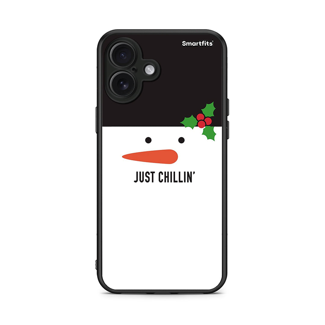 iPhone 16 Plus Christmas Chillin θήκη από τη Smartfits με σχέδιο στο πίσω μέρος και μαύρο περίβλημα | Smartphone case with colorful back and black bezels by Smartfits