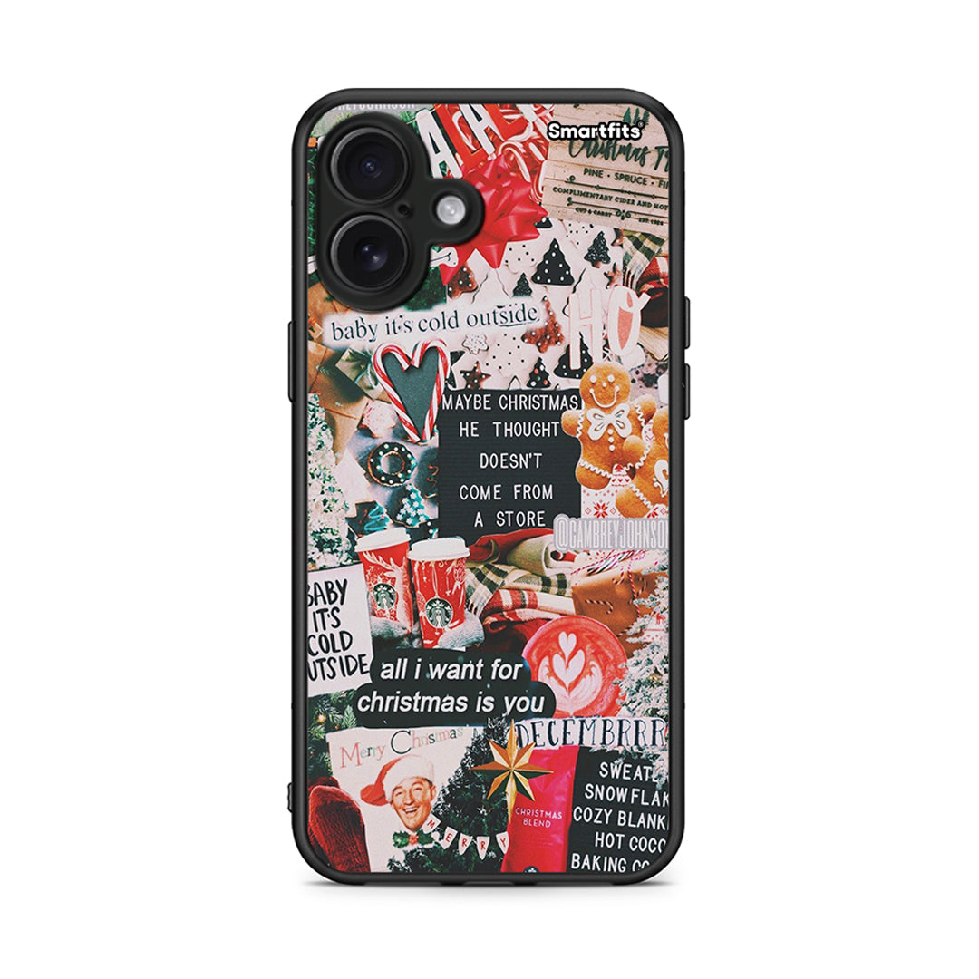 iPhone 16 Plus Christmas Happiness θήκη από τη Smartfits με σχέδιο στο πίσω μέρος και μαύρο περίβλημα | Smartphone case with colorful back and black bezels by Smartfits
