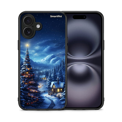 Θήκη iPhone 16 Plus Christmas Scenery από τη Smartfits με σχέδιο στο πίσω μέρος και μαύρο περίβλημα | iPhone 16 Plus Christmas Scenery case with colorful back and black bezels