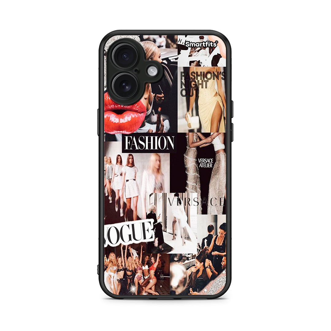 iPhone 16 Plus Collage Fashion Θήκη Αγίου Βαλεντίνου από τη Smartfits με σχέδιο στο πίσω μέρος και μαύρο περίβλημα | Smartphone case with colorful back and black bezels by Smartfits