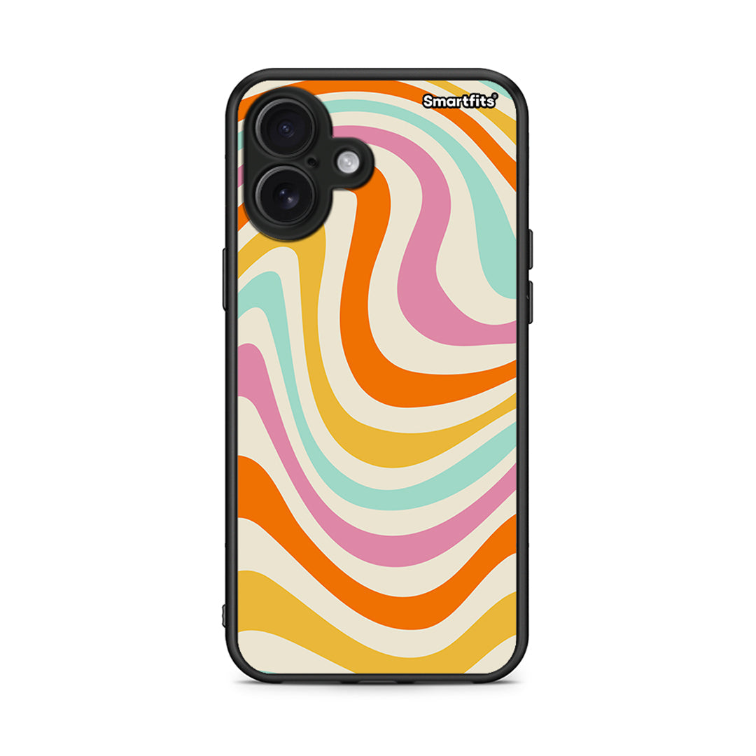 iPhone 16 Plus Colourful Waves θήκη από τη Smartfits με σχέδιο στο πίσω μέρος και μαύρο περίβλημα | Smartphone case with colorful back and black bezels by Smartfits