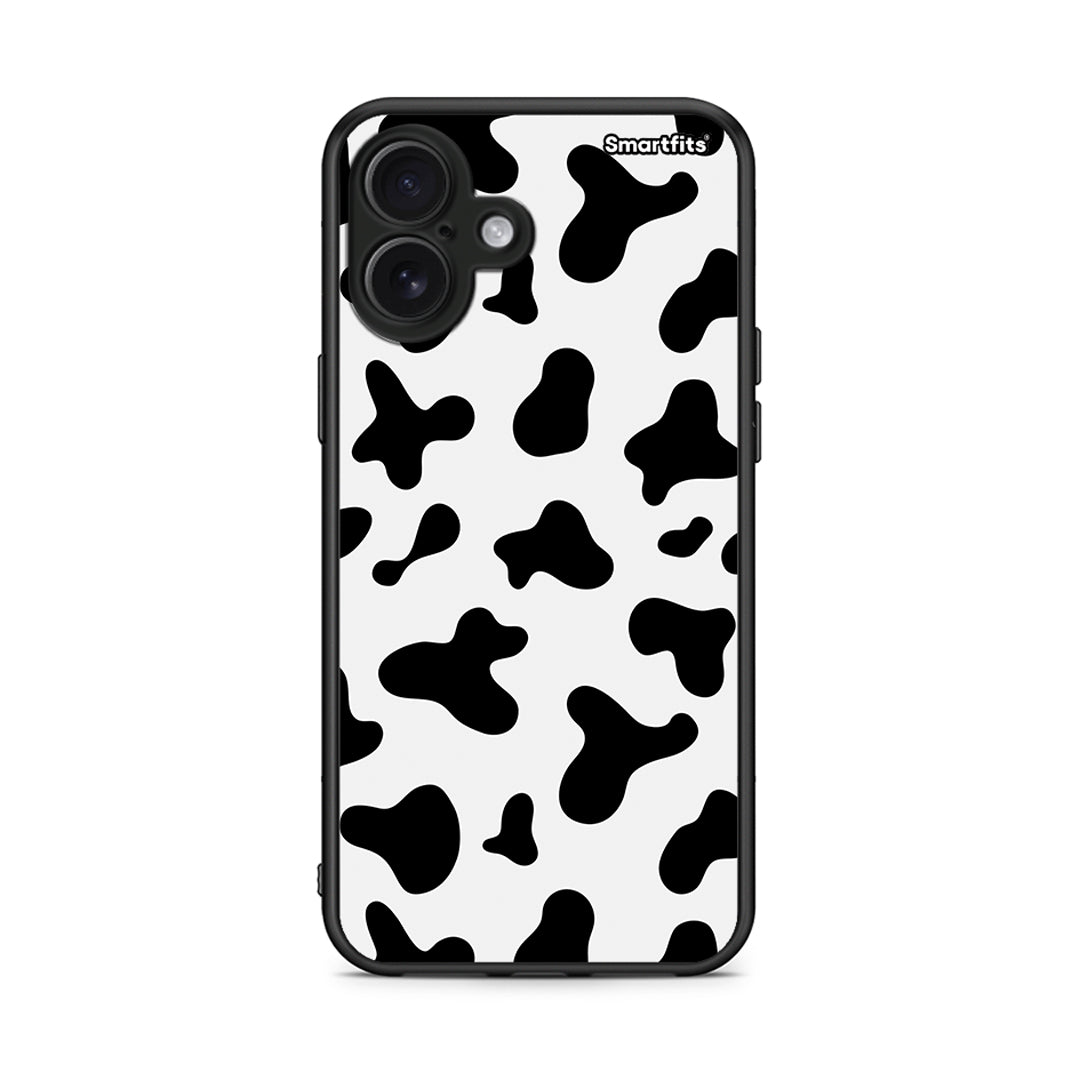 iPhone 16 Plus Cow Print θήκη από τη Smartfits με σχέδιο στο πίσω μέρος και μαύρο περίβλημα | Smartphone case with colorful back and black bezels by Smartfits