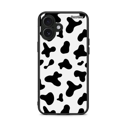 iPhone 16 Plus Cow Print θήκη από τη Smartfits με σχέδιο στο πίσω μέρος και μαύρο περίβλημα | Smartphone case with colorful back and black bezels by Smartfits