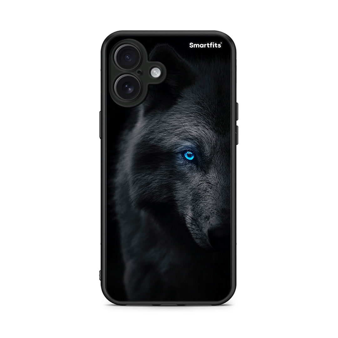 iPhone 16 Plus Dark Wolf θήκη από τη Smartfits με σχέδιο στο πίσω μέρος και μαύρο περίβλημα | Smartphone case with colorful back and black bezels by Smartfits