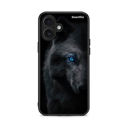 iPhone 16 Plus Dark Wolf θήκη από τη Smartfits με σχέδιο στο πίσω μέρος και μαύρο περίβλημα | Smartphone case with colorful back and black bezels by Smartfits