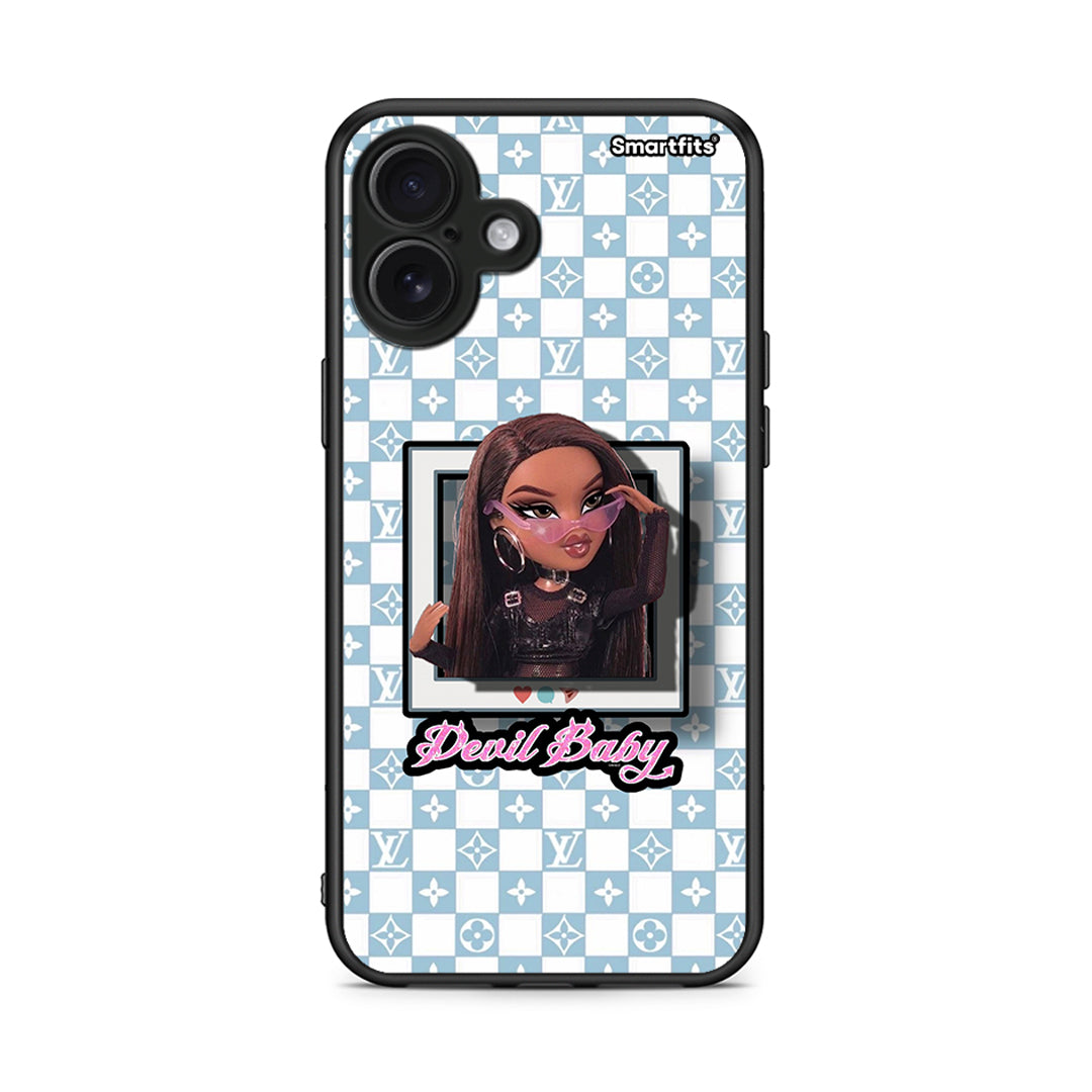 iPhone 16 Plus Devil Baby Θήκη Αγίου Βαλεντίνου από τη Smartfits με σχέδιο στο πίσω μέρος και μαύρο περίβλημα | Smartphone case with colorful back and black bezels by Smartfits