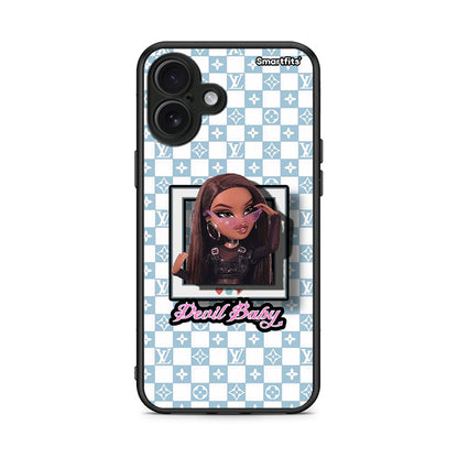 iPhone 16 Plus Devil Baby Θήκη Αγίου Βαλεντίνου από τη Smartfits με σχέδιο στο πίσω μέρος και μαύρο περίβλημα | Smartphone case with colorful back and black bezels by Smartfits