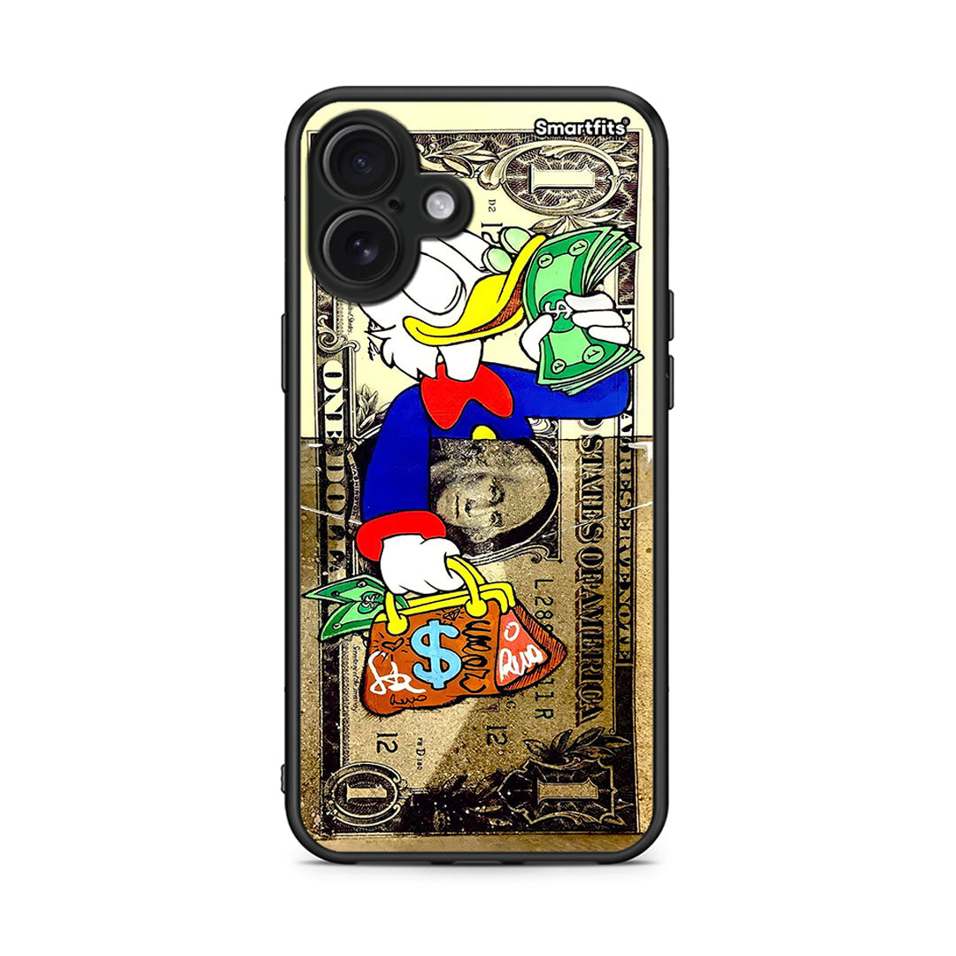 iPhone 16 Plus Duck Money Θήκη από τη Smartfits με σχέδιο στο πίσω μέρος και μαύρο περίβλημα | Smartphone case with colorful back and black bezels by Smartfits