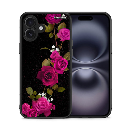 Θήκη iPhone 16 Plus Red Roses Flower από τη Smartfits με σχέδιο στο πίσω μέρος και μαύρο περίβλημα | iPhone 16 Plus Red Roses Flower case with colorful back and black bezels